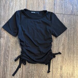 Boohoo Black Ruched Crop Top